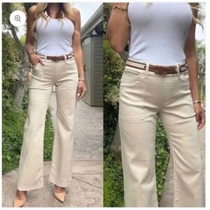 NEW BEVY FLOG Christine Flare Pant in Cream Size 25